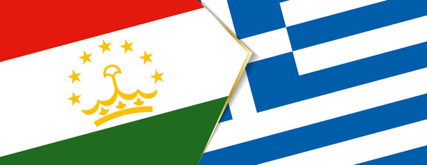 Tajikistan and Greece flags, two vector flags.