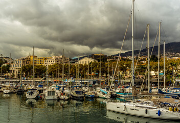 Fototapeta na wymiar A view across the marina of Funchal, Madeira