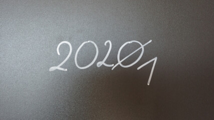 2021 Jahreswechsel, 2020 durchgestrichen, Neujahr, Silvester, handgeschrieben