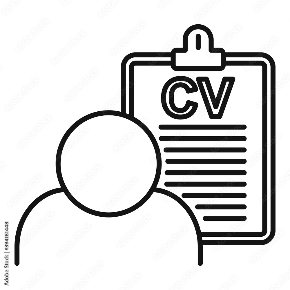 Poster recruiter cv board icon. outline recruiter cv board vector icon for web design isolated on white bac