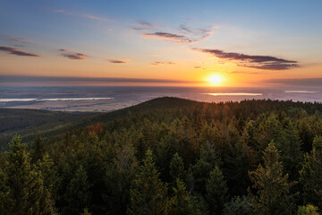 sunrise over the mountains poland lower silesian
