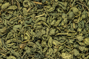 Green tea texture in leaves