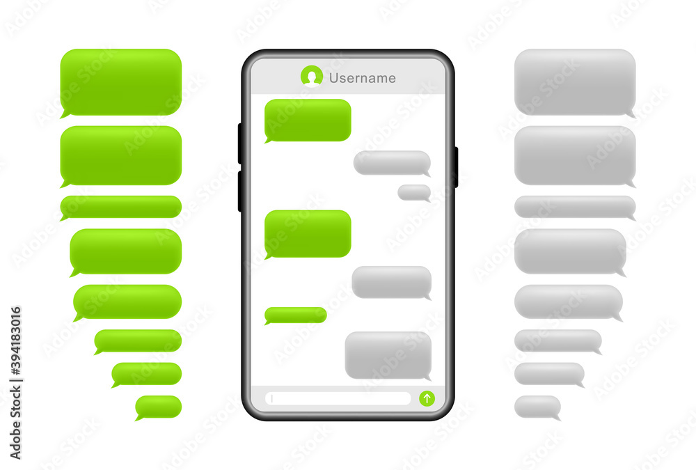 Poster smartphone with message bubbles. speech bubbles for chat. phone chat screen and text sms. messenger 