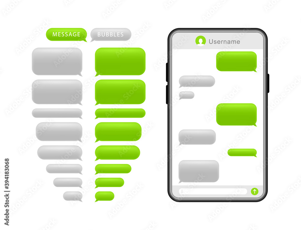 Poster smartphone with message bubbles. speech bubbles for chat. phone chat screen and text sms. messenger 