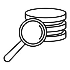 Search server secured icon. Outline search server secured vector icon for web design isolated on white background