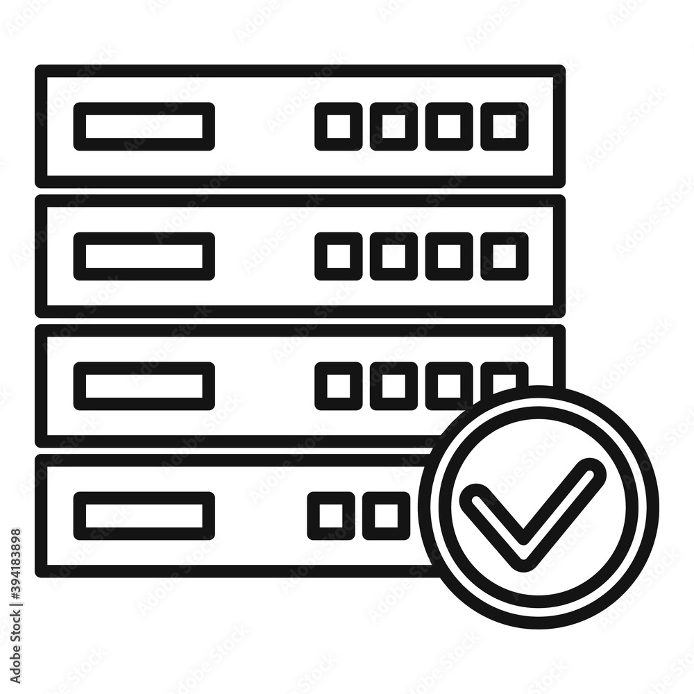 Poster protected server icon. outline protected server vector icon for web design isolated on white backgro