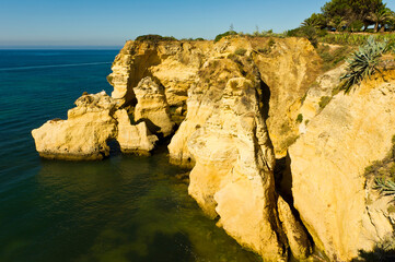 Beach, rocks and cliffs,Armação de Pêra, Algarve Portugal