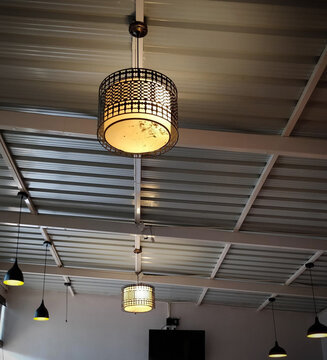 A photo of a beautiful lamp at a restaurant in Bangalore, India.