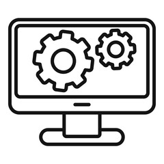 Server update data icon. Outline server update data vector icon for web design isolated on white background