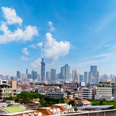 Naklejka premium cityscape Bangkok skyline, Thailand. Bangkok is metropolis and favorite of tourists live at between modern building / skyscraper, Community residents.
