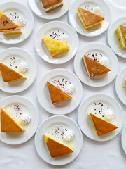 many cake on the table background