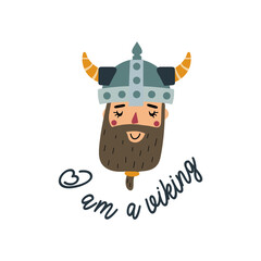 Vector image. Funny design of a Viking. Image to decorate.