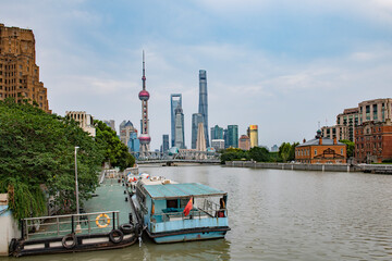 The beautiful view of the Bund in Shanghai, China