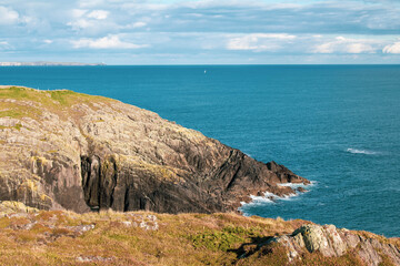 Panoramic view of the Irish Coastline and Atlantic Ocean from the Seven Heads County Cork Ireland. 
