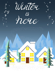 Winter is Here Vector Poster Vertical Template