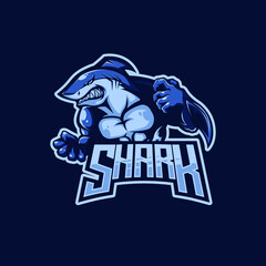 shark mascot logo. editable text and color.