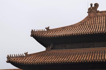 Fototapeta na wymiar Beijing City China Forbidden City Palace Roof Decoration 