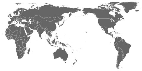Fototapeta na wymiar World Map vector. Gray similar world map blank vector on white background. Gray similar world map with borders of all countries. High quality world map. Stock vector. EPS10.