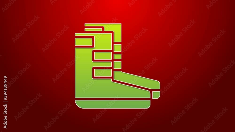 Canvas Prints green line boots icon isolated on red background. diving underwater equipment. 4k video motion graph