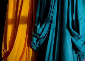 fabric of different colors near the window