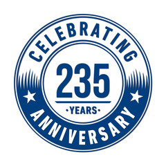 235 years anniversary logo template. 235th years anniversary celebration design. Vector and illustration.