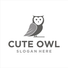 cute owl logo design vector