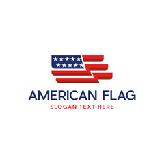 waving flag of the United States of America, American Flag for Independence Day, Abstract Simple Flag Logo icon of United States of America, USA, American icon on white background