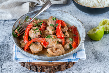 Indonesian-style chicken in peanut butter sauce