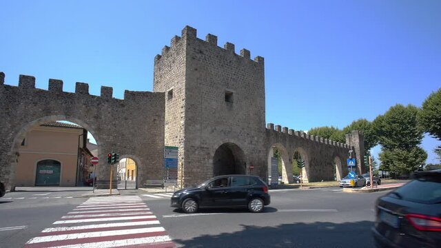 Porta d'Arci medieval gateway to the historic center of Rieti. This controlled access to the via salaria. Rieti, Lazio region, Italy, Europe