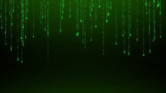 Digital Composite Image Of Falling Numbers Against Green Background