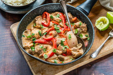 Indonesian-style chicken in peanut butter sauce