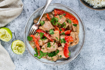 Indonesian-style chicken in peanut butter sauce