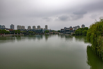 Fototapeta premium The Gate of the Orient by the Jinji Lake in Suzhou, China.