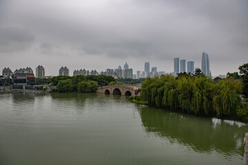 Obraz premium The Gate of the Orient by the Jinji Lake in Suzhou, China.