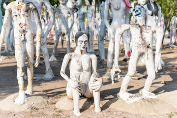 Statue of pregnant ghost in hell in Thai temple