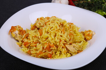 Traditional Pilaf with chicken and carrot