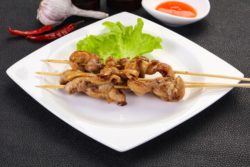 Chicken skin skewer
