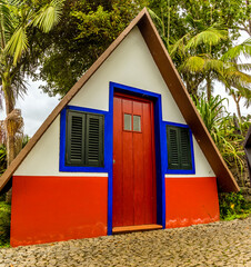 A traditional triangular house in Funchal, Madeira