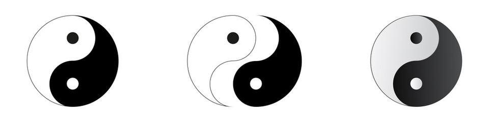 Set Yin Yang symbol of harmony and balance isolated on white background. Vector illustration