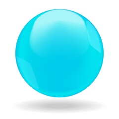 Blue shiny bubble or round drop isolated on white background