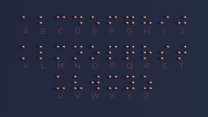 Braille Visually Impaired Writing System Symbol Formed out of Bronze Spheres - obrazy, fototapety, plakaty