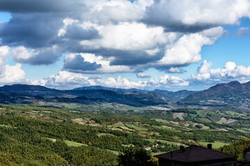 landscape with mountains and clouds