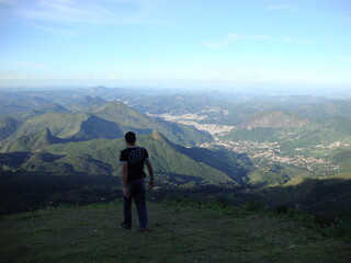 Fototapeta premium hiker on top of mountain