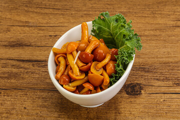 Marinated mushroom - honey agaric in the bowl