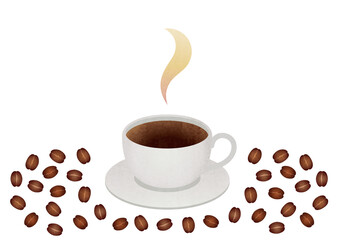 cup of coffee with beans