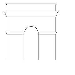 Most famous places in Paris as a vector triumphal arch. Simple drawing without details