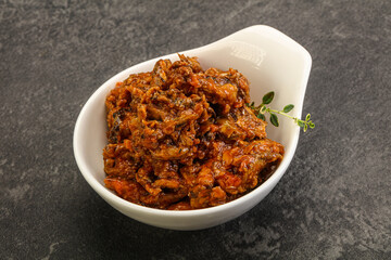 Canned anchovy in tomato sauce
