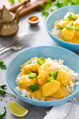 Indian chicken tikka masala curry with rice