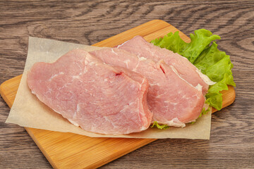 Raw pork steak for cooking