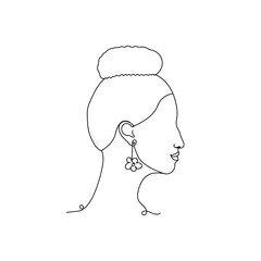 Profile beautiful woman face. One line drawing. Vector illustration continuous line drawing.